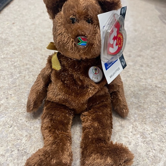 TY BEANIE BABIES ( SOUTH AFRICA ) CHAMPION THE BEAR OFFICIAL 2002 FIFA WORLD CUP - Picture 1 of 8